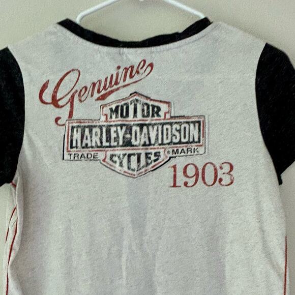 Harley Davidson ringer button biker short sleeve graphic t Shirt top size Small - Picture 7 of 13